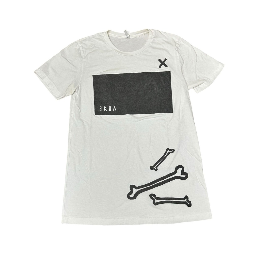SKDA Motorcycles‎ T Shirt White Graphic Size Medium Bones Fitted
